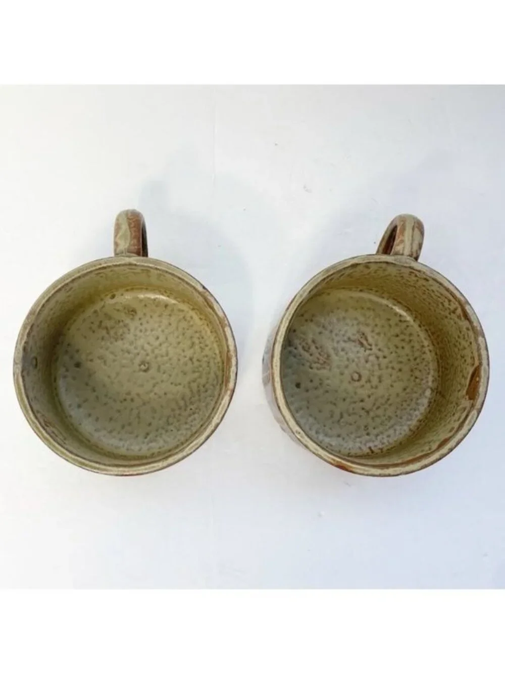 Set Of 2 Vintage Oversized Stoneware Mugs Large Tea Coffee Latte MCM Striped
